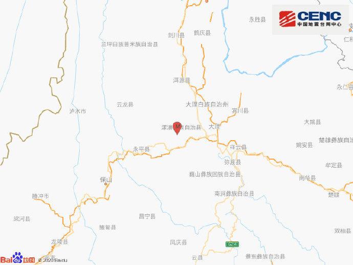 云南大理州漾濞县发生3.2级地震 震源深度11千米